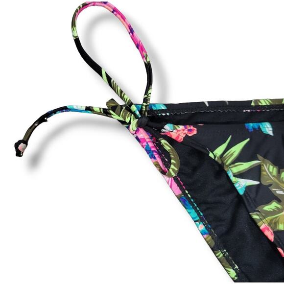 Ardene Basic Collection women's black floral side-tie swim bikini bottom  - xs - Picture 4 of 8